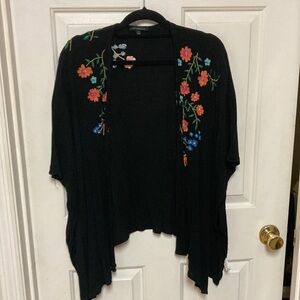 3/$20 bundle and save… 
Black Floral Embroidered Cardigan style cover up